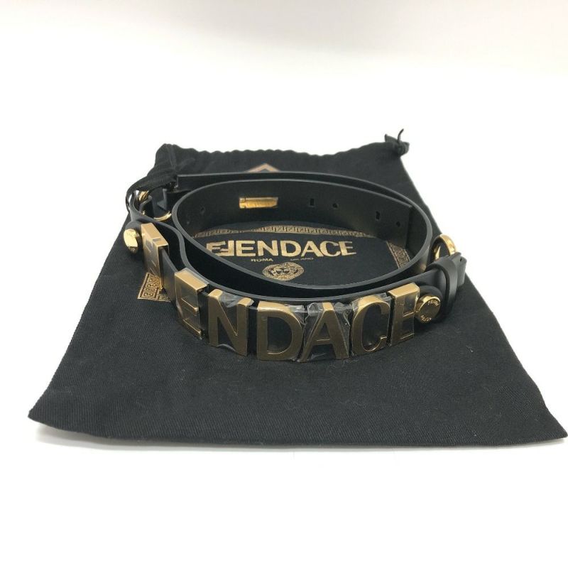 FENDI フェンディ 8CO662 ヴェルサーチ VERSACE コラボ FENDACE フェンダーチェ ロゴ ベルト レザー メンズ ブラック  未使用 【中古】 | ブランドショップリファレンス神戸