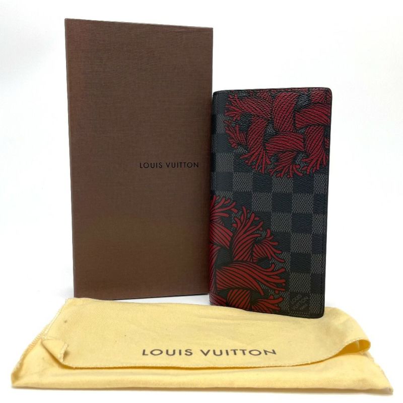 ルイ ヴィトン◎ポルトフォイユ ブラザ ダミエ グラフィット 長財布 二つ折り ポルトフォイユ・ブラザ ルイヴィトン 長財布 ポルトフォイユ
