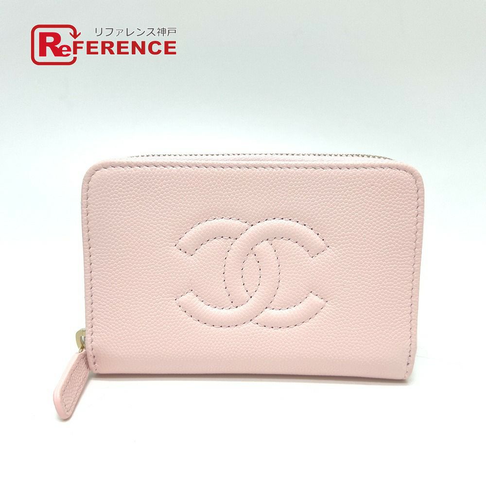 CHANEL シャネル AP4658 ココマーク ジップ コインパース 長財布 キャビアスキン レディース ピンク 未使用 【中古 ...